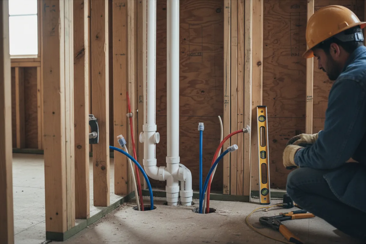 Drain and supply rough-in during Drain Cleaning in Baldwin